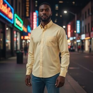 Brooks Brothers Regent Fit Mens XL Yellow Supima Cotton Non Iron Stretch Shirt